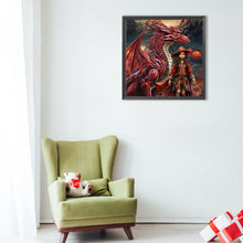 Load image into Gallery viewer, Diamond Painting - Full Round - Red dragon and girl (40*40CM)
