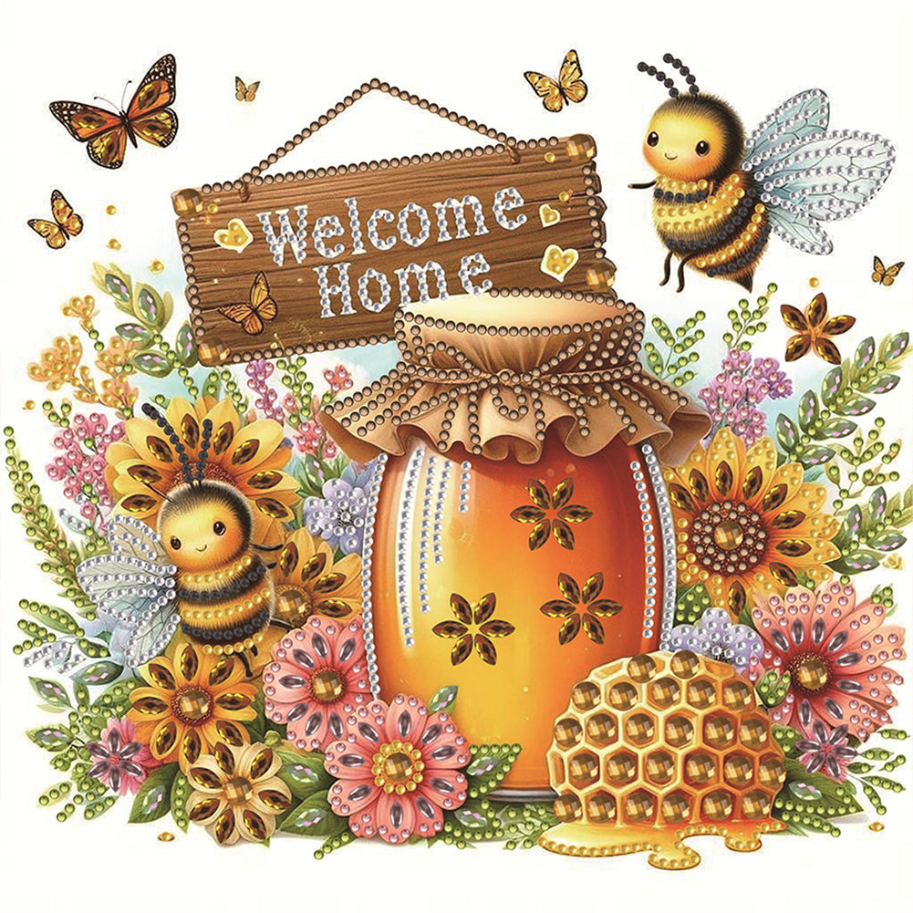 Diamond Painting - Partial Special Shaped - Sweet bees (30*30CM)