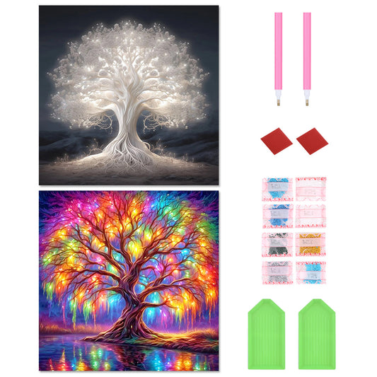 2pcs Round Diamond Painting Set - Tree of life (30*30CM)