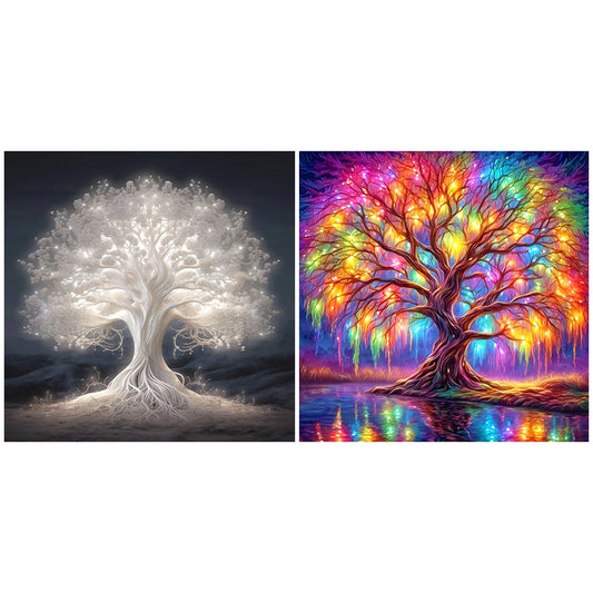 2pcs Round Diamond Painting Set - Tree of life (30*30CM)