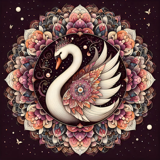 Diamond Painting - Full Round - Mandala Swan (40*40CM)