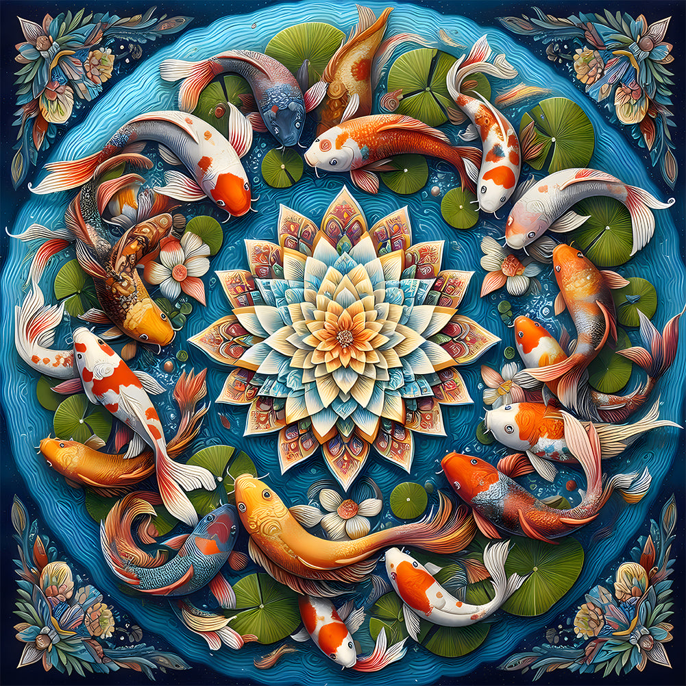 Diamond Painting - Full Round - Mandala Carp (40*40CM)