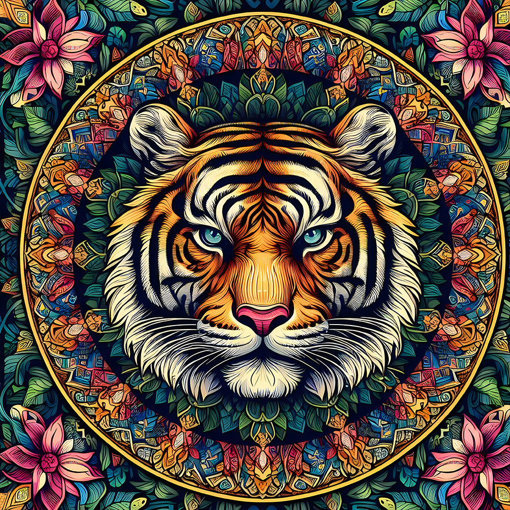 Diamond Painting - Full Round - Mandala Tiger (40*40CM)