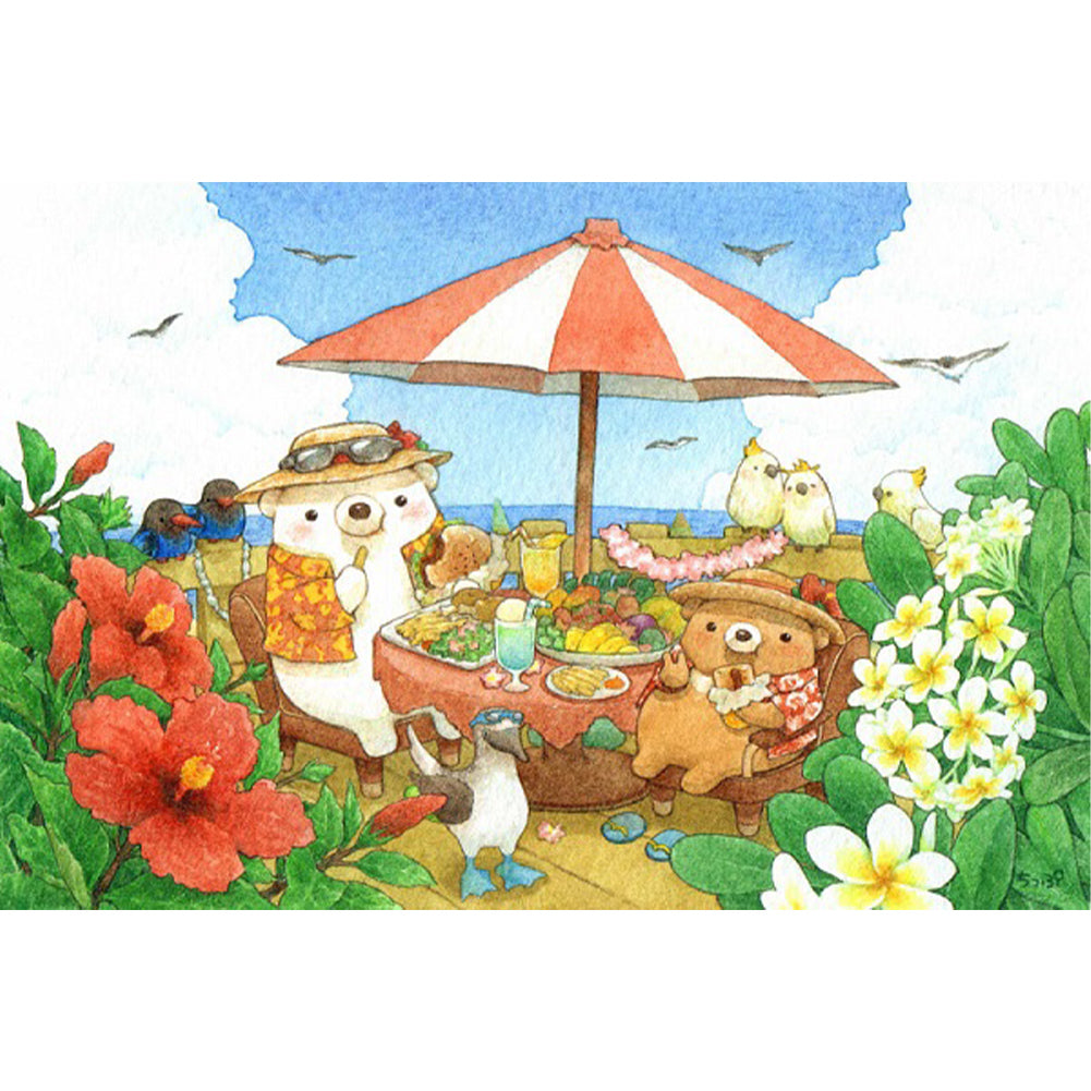 Diamond Painting - Full Round - Cartoon Bear Diet (60*40CM)
