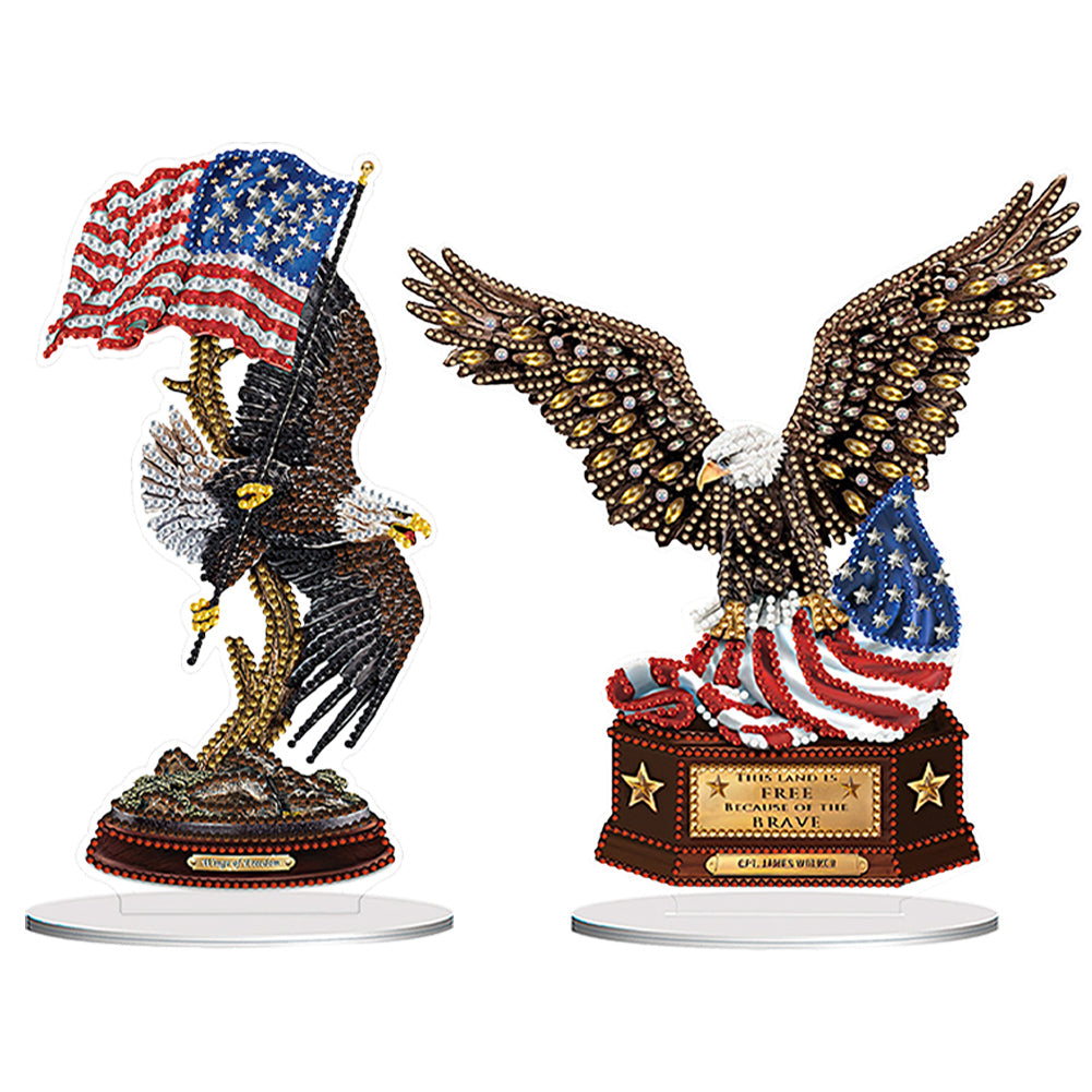 2Pcs Acrylic Special Shaped Birdcage Eagle Desktop Diamond Art Kits for Beginner