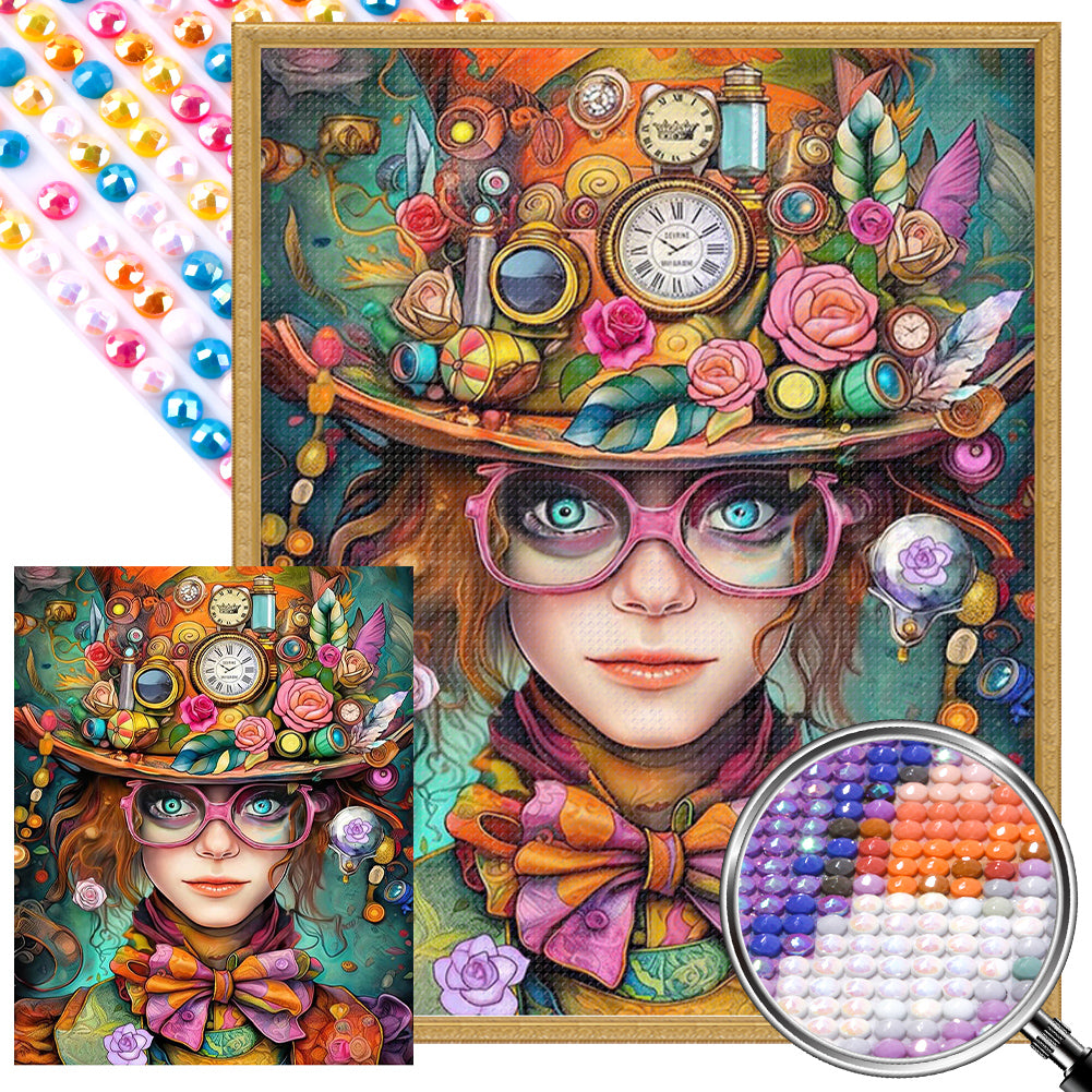 AB Diamond Painting - Full Round - Mysterious hat girl (40*50CM)