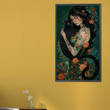 Load image into Gallery viewer, AB Diamond Painting - Full Round - Black cat girl (40*70CM)
