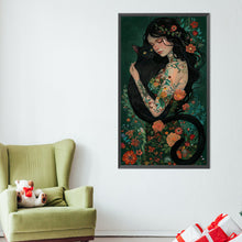 Load image into Gallery viewer, AB Diamond Painting - Full Round - Black cat girl (40*70CM)
