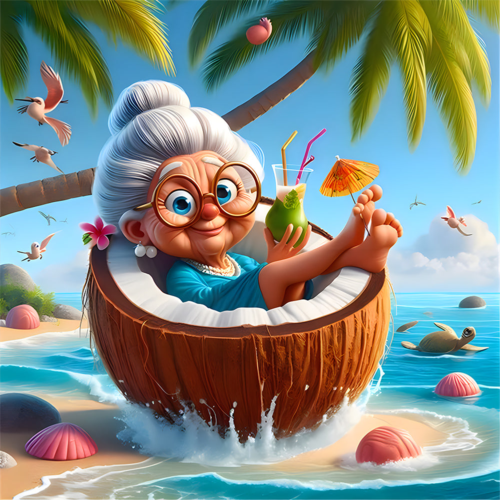 Diamond Painting - Full Round - Funny grandma (30*30CM)