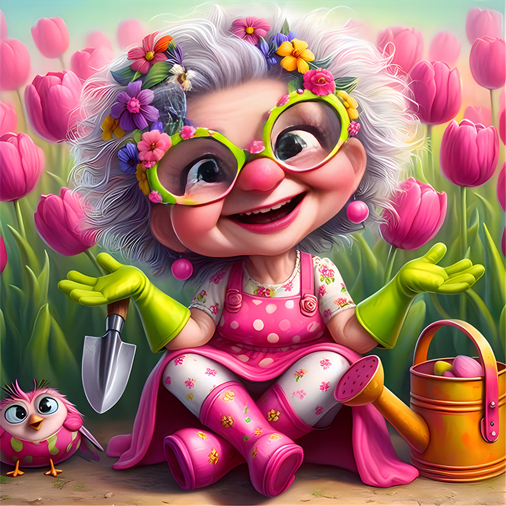 Diamond Painting - Full Round - Funny grandma (30*30CM)