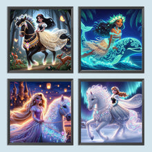 Load image into Gallery viewer, 4pcs Round Diamond Painting Set - Glowing Disney princesses (40*40CM)
