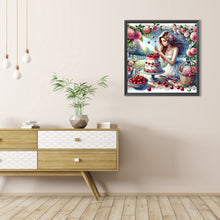 Load image into Gallery viewer, AB Diamond Painting - Full Round - Casual Exquisite Girl and Cherry Cake (40*40CM)

