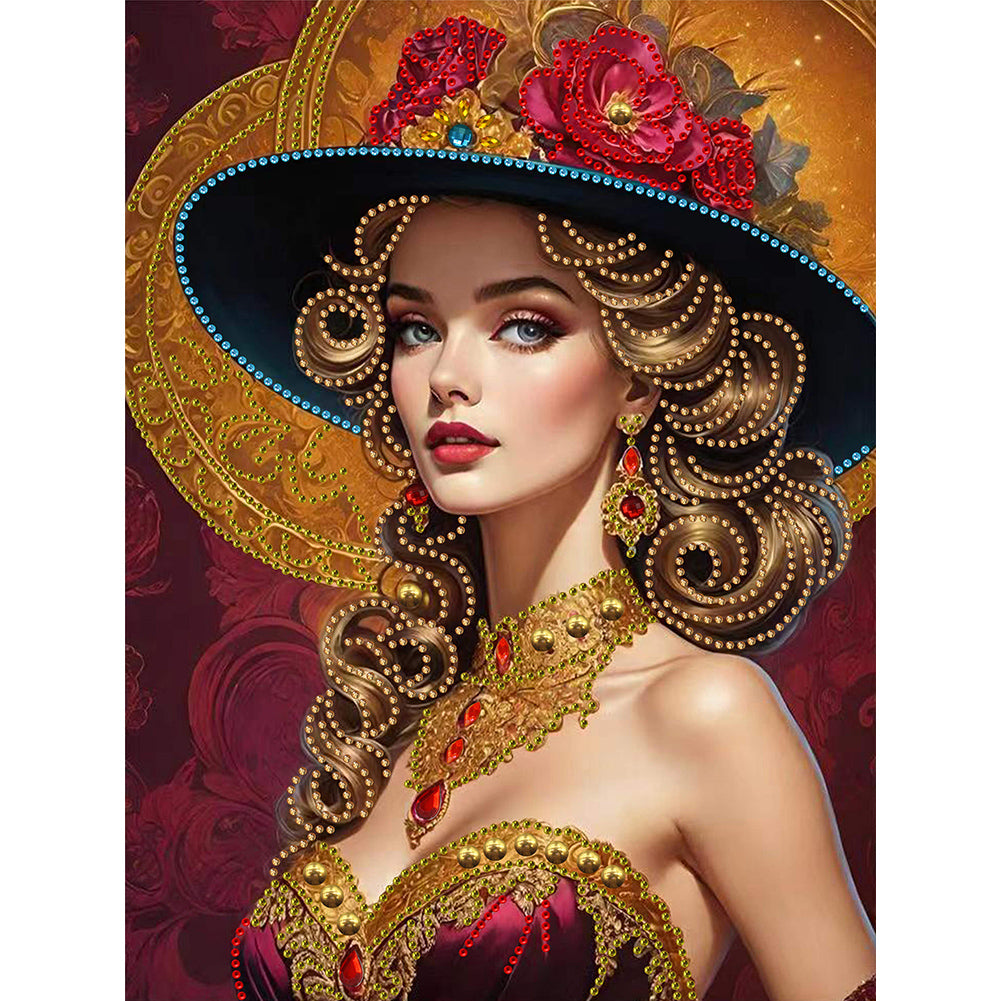 Diamond Painting - Partial Special Shaped - Luxury Woman (30*40CM)
