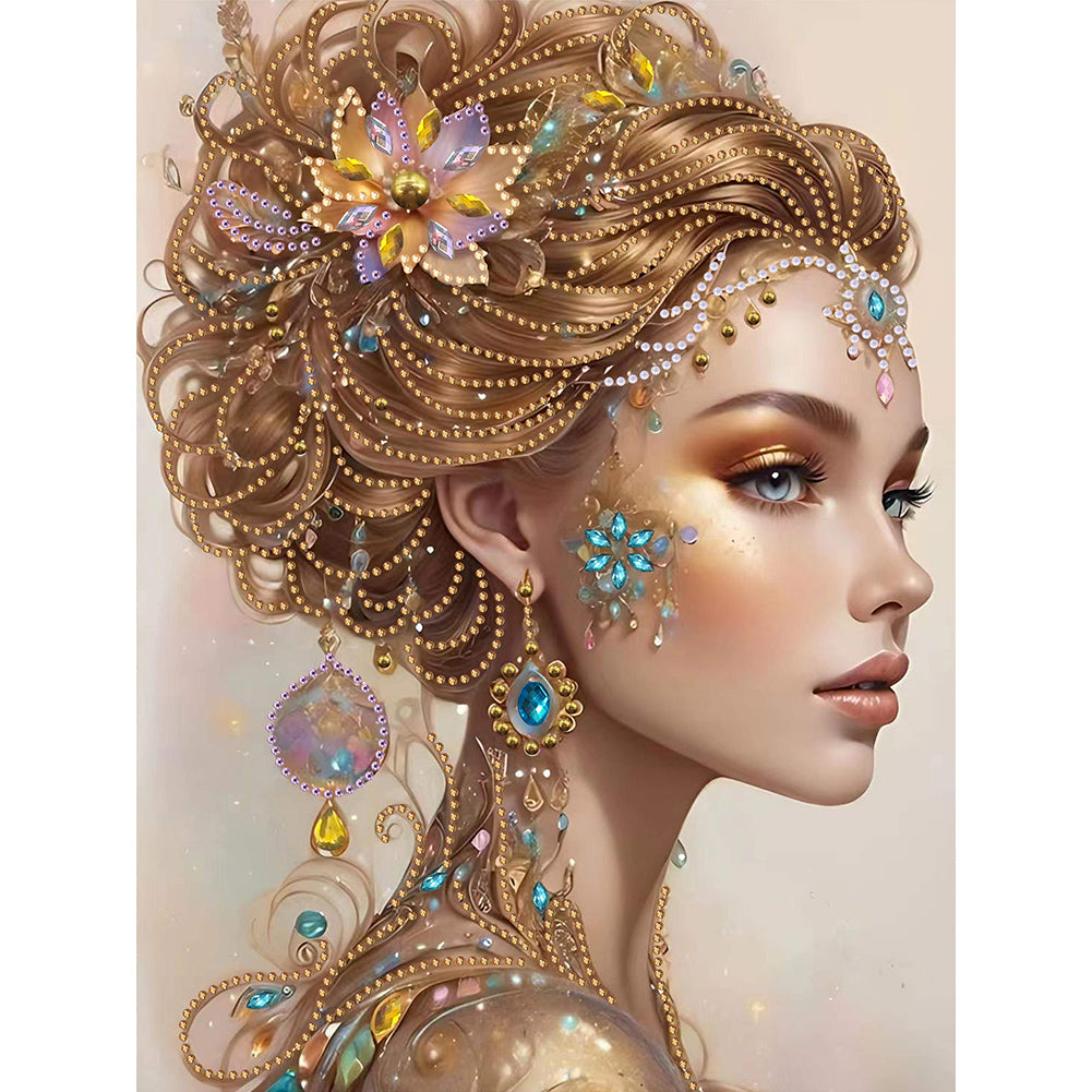 Diamond Painting - Partial Special Shaped - Luxury Woman (30*40CM)
