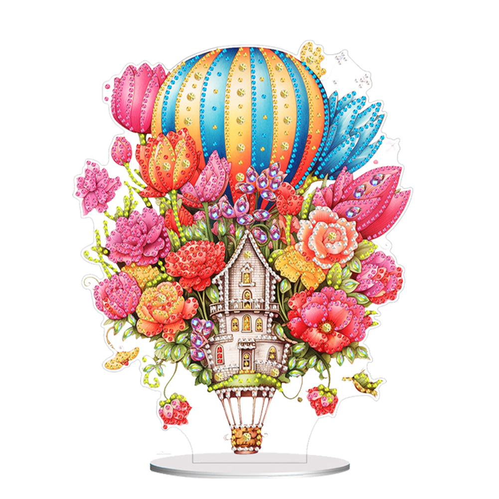 Acrylic Special Shaped Hot Air Balloon Flower Desktop Diamond Art Kits for Home