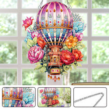 Load image into Gallery viewer, Acrylic Special Shaped Hot Air Balloon Flower Diamond Painting Hanging Decor
