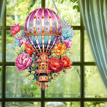 Load image into Gallery viewer, Acrylic Special Shaped Hot Air Balloon Flower Diamond Painting Hanging Decor
