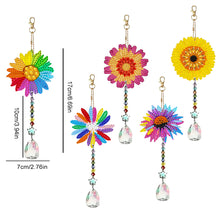 Load image into Gallery viewer, 5Pcs Acrylic Double Sided Sunflower Full Drill Keyring Diamond Painting Keychain

