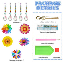 Load image into Gallery viewer, 5Pcs Acrylic Double Sided Sunflower Full Drill Keyring Diamond Painting Keychain
