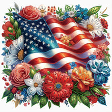Load image into Gallery viewer, Diamond Painting - Partial Special Shaped - Independence Day flowers and plants (40*40CM)
