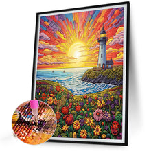 Load image into Gallery viewer, Diamond Painting - Partial Special Shaped - Sunset lighthouse (50*60CM)
