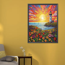 Load image into Gallery viewer, Diamond Painting - Partial Special Shaped - Sunset lighthouse (50*60CM)
