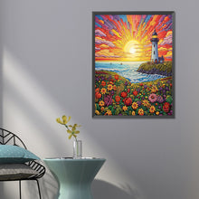 Load image into Gallery viewer, Diamond Painting - Partial Special Shaped - Sunset lighthouse (50*60CM)
