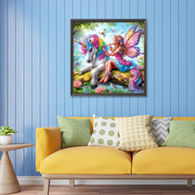 Load image into Gallery viewer, Diamond Painting - Partial Special Shaped - Butterfly girl and unicorn (55*55CM)
