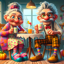 Load image into Gallery viewer, Diamond Painting - Full Round - Warm old couple (40*40CM)
