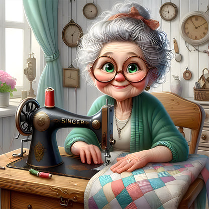 Diamond Painting - Full Round - Funny old lady (30*30CM)