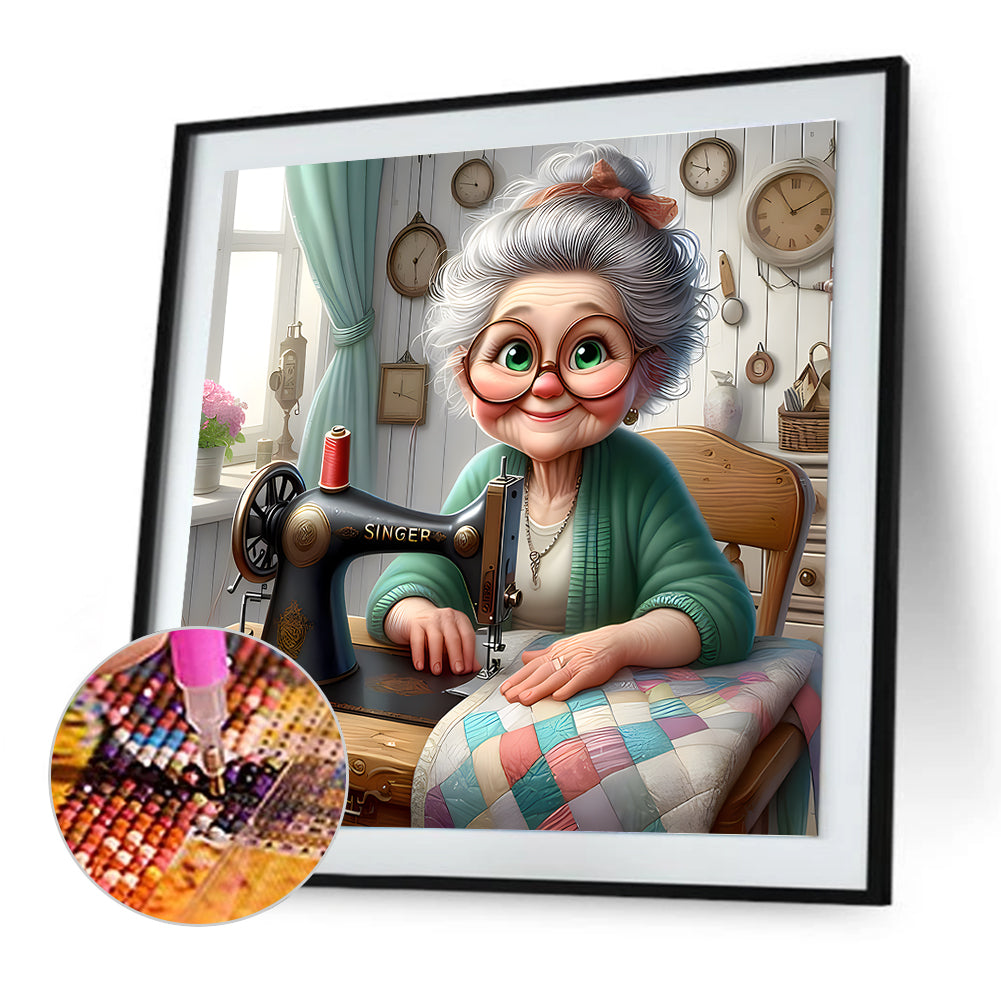 Diamond Painting - Full Round - Funny old lady (30*30CM)