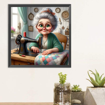 Diamond Painting - Full Round - Funny old lady (30*30CM)