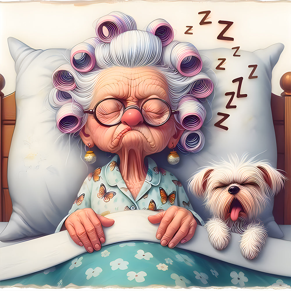 Diamond Painting - Full Round - Funny old lady (30*30CM)