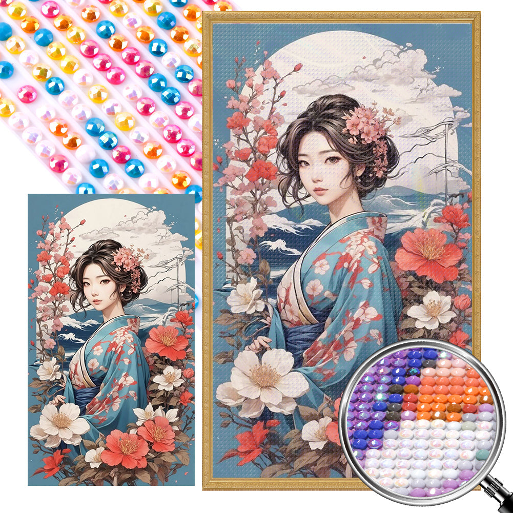 AB Diamond Painting - Full Round - Classic kimono girl (40*70CM)