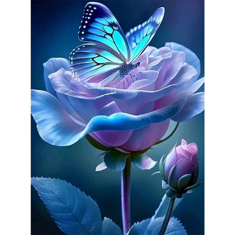 Diamond Painting - Full Round - Rose and butterfly (45*60CM)