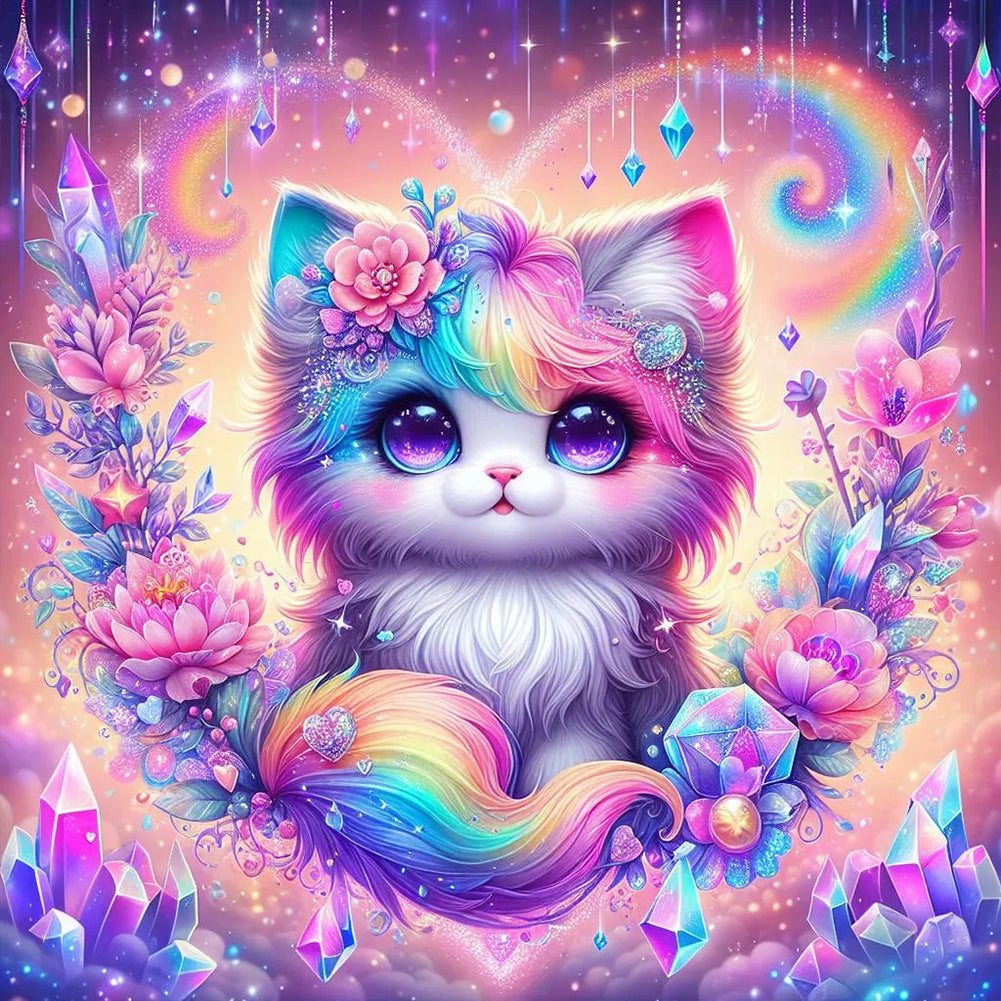 Diamond Painting - Full Round - Colorful cat (50*50CM)