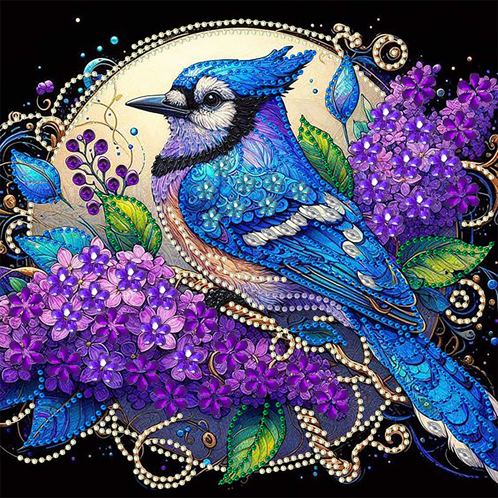 Diamond Painting - Partial Special Shaped - Blue cardinal flower (30*30CM)