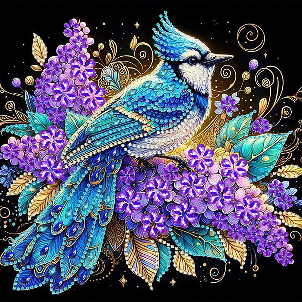 Diamond Painting - Partial Special Shaped - Blue cardinal flower (30*30CM)