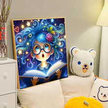 Load image into Gallery viewer, Diamond Painting - Full Round - Glow book and girl (40*40CM)
