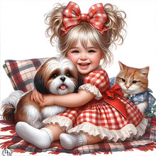 Load image into Gallery viewer, Diamond Painting - Full Round - Girl and cute pet (30*30CM)
