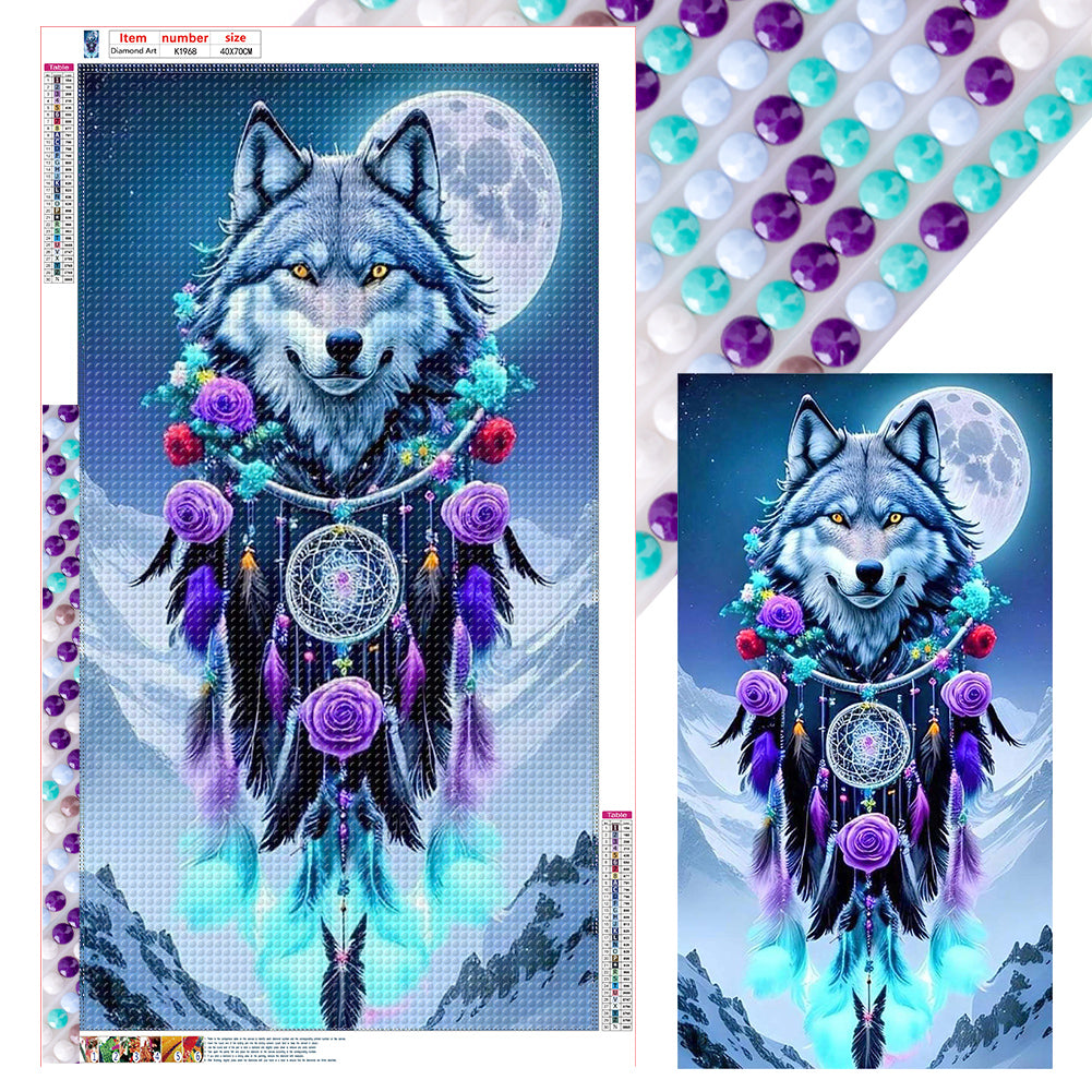 Diamond Painting - Full Round - Dream catcher wolf (40*70CM)