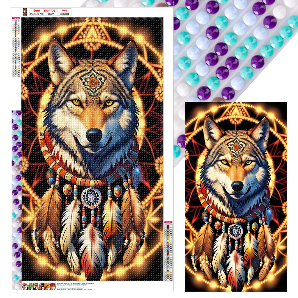 Diamond Painting - Full Round - Dream catcher wolf (40*70CM)