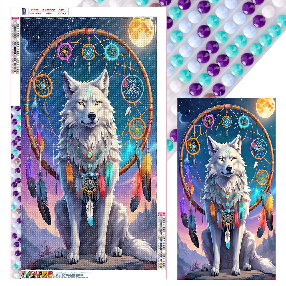 Diamond Painting - Full Round - Dream catcher wolf (40*70CM)