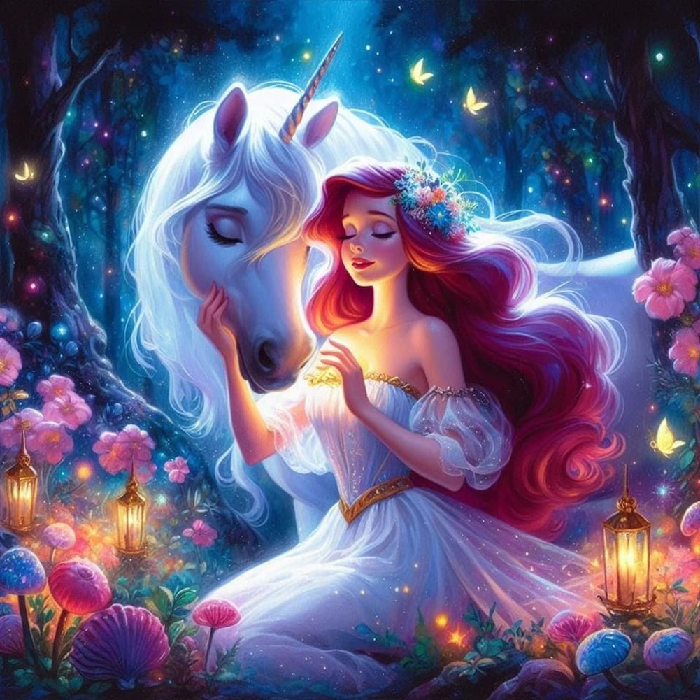 Diamond Painting - Full Round - Ariel and white horse (40*40CM)