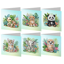 Load image into Gallery viewer, 6Pcs Special Shape Garden Animal Diamond Painting Greeting Card for Friends Gift
