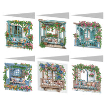 Load image into Gallery viewer, 6Pcs Special Shape Flower Pavilion Diamond Handmade Card for Friends Gift
