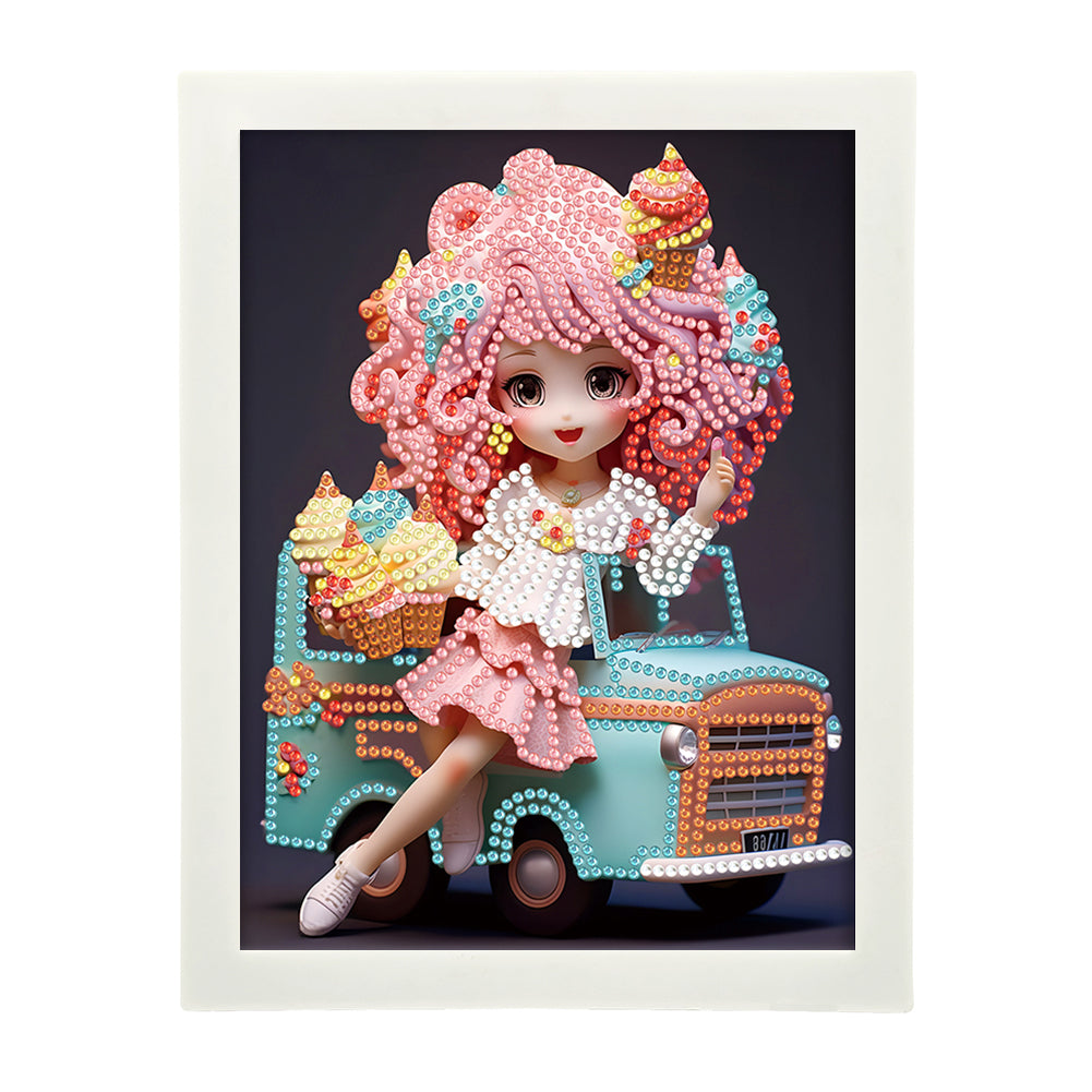 Girl Diamond Art Painting Kits with Frame Cartoon Characters Diamond Art Kits