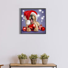 Load image into Gallery viewer, Diamond Painting - Full Round - Dog with Santa Hat (40*40CM)
