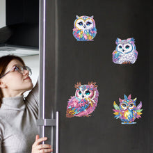 Load image into Gallery viewer, 6Pcs Acrylic Special Shape Owl Diamond Painting Fridge Magnet for Home Decor
