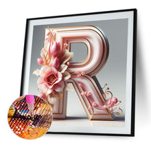 Load image into Gallery viewer, Diamond Painting - Full Round - Pink flower letter R (40*40CM)
